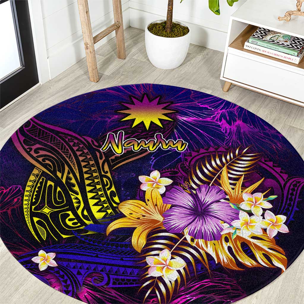 Nauru Round Carpet Whale Hibiscus Polynesian DT02 Purple - Polynesian Pride