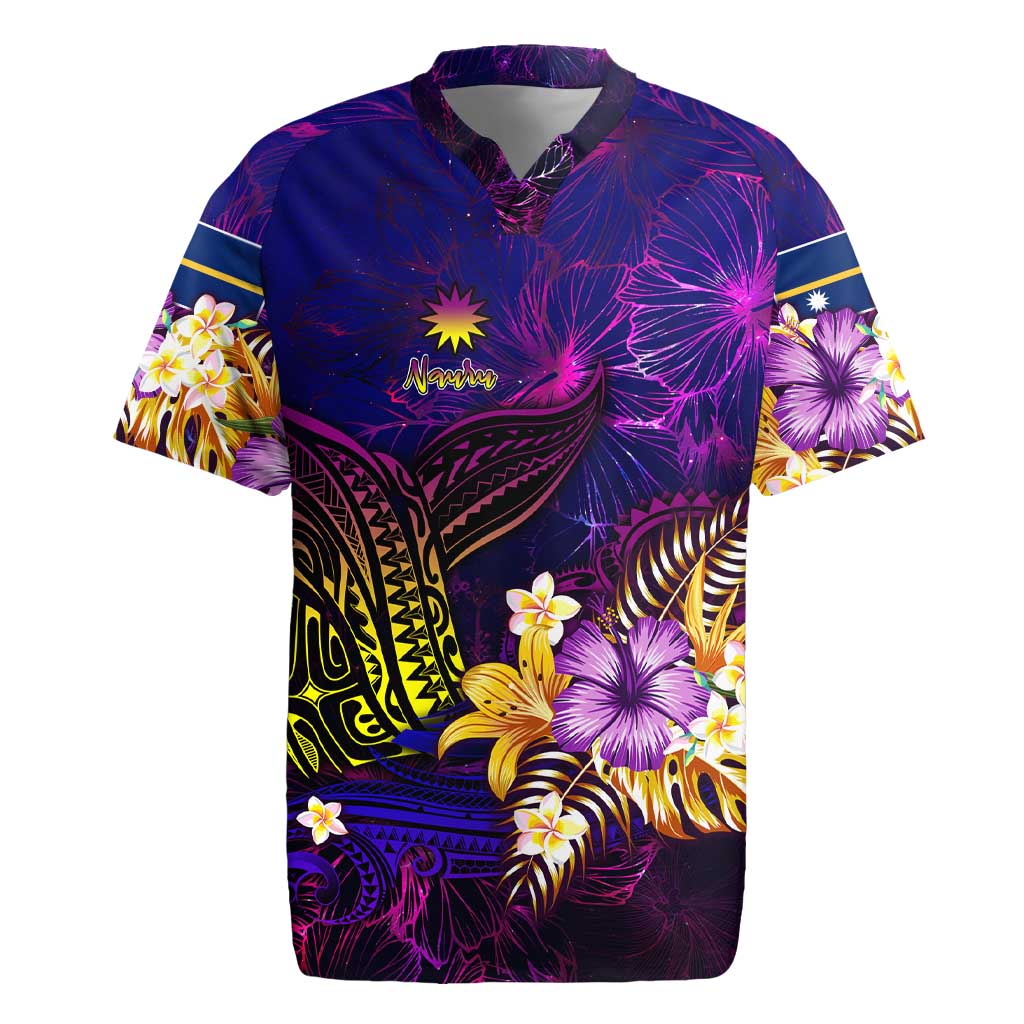 Nauru Rugby Jersey Whale Hibiscus Polynesian DT02 Purple - Polynesian Pride