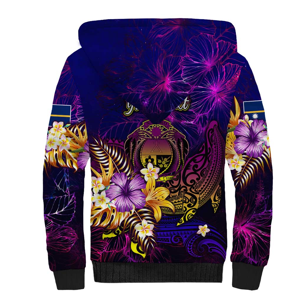 Nauru Sherpa Hoodie Whale Hibiscus Polynesian DT02 - Polynesian Pride