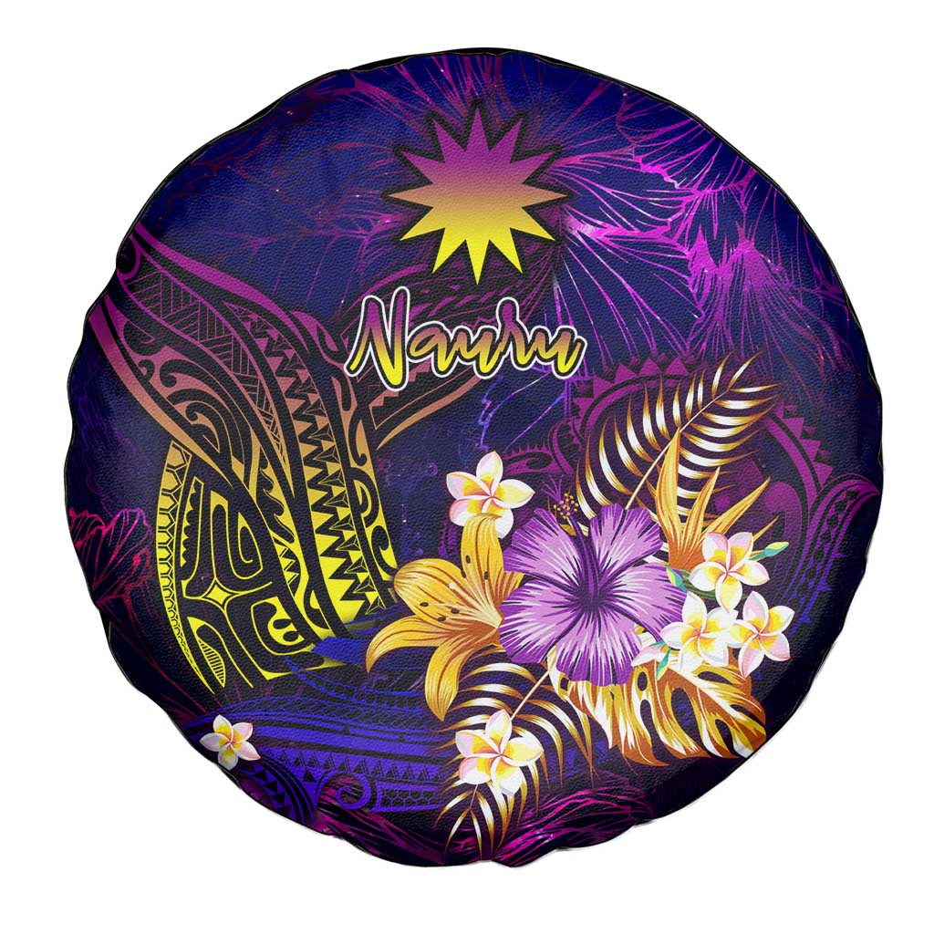 Nauru Spare Tire Cover Whale Hibiscus Polynesian DT02 - Polynesian Pride