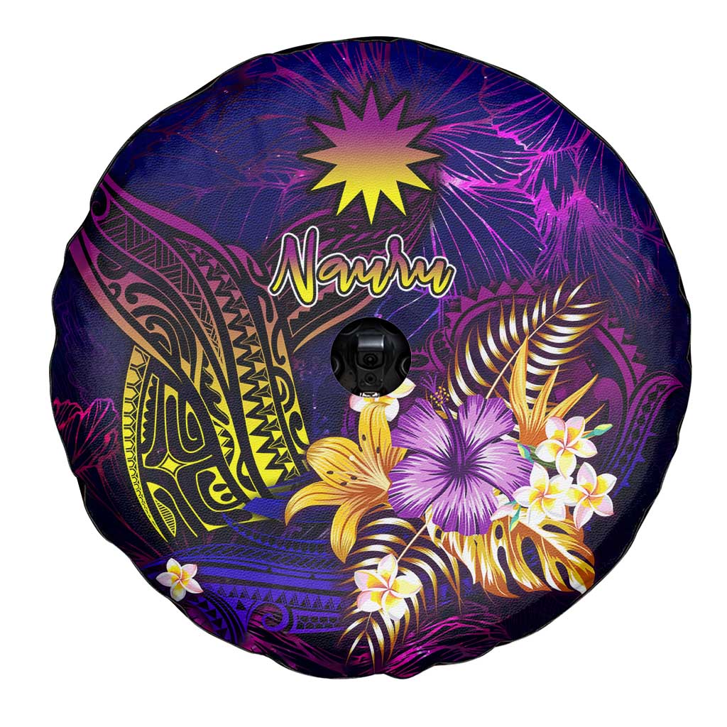 Nauru Spare Tire Cover Whale Hibiscus Polynesian DT02 - Polynesian Pride