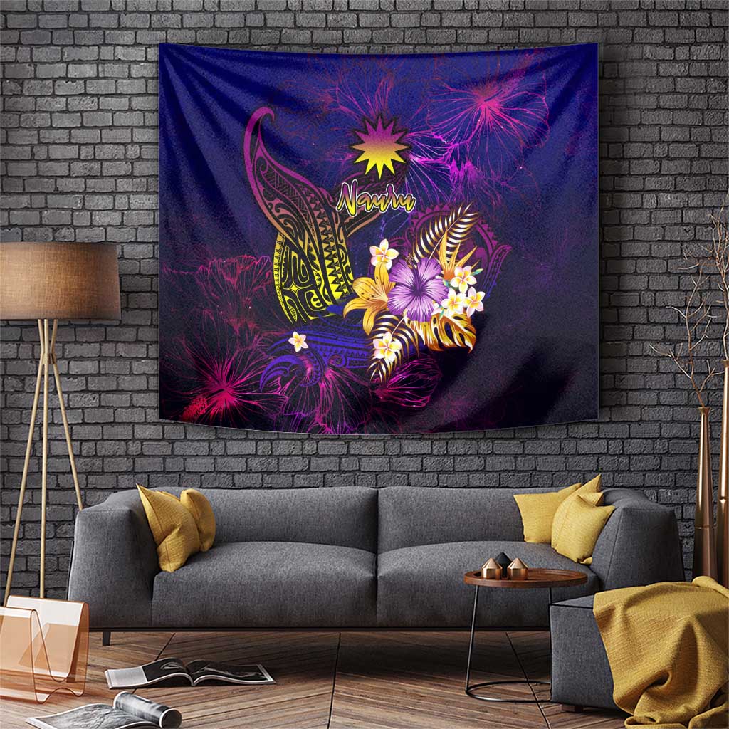 Nauru Tapestry Whale Hibiscus Polynesian DT02 Purple - Polynesian Pride