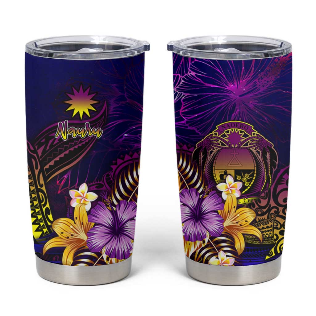 Nauru Tumbler Cup Whale Hibiscus Polynesian DT02 Purple - Polynesian Pride