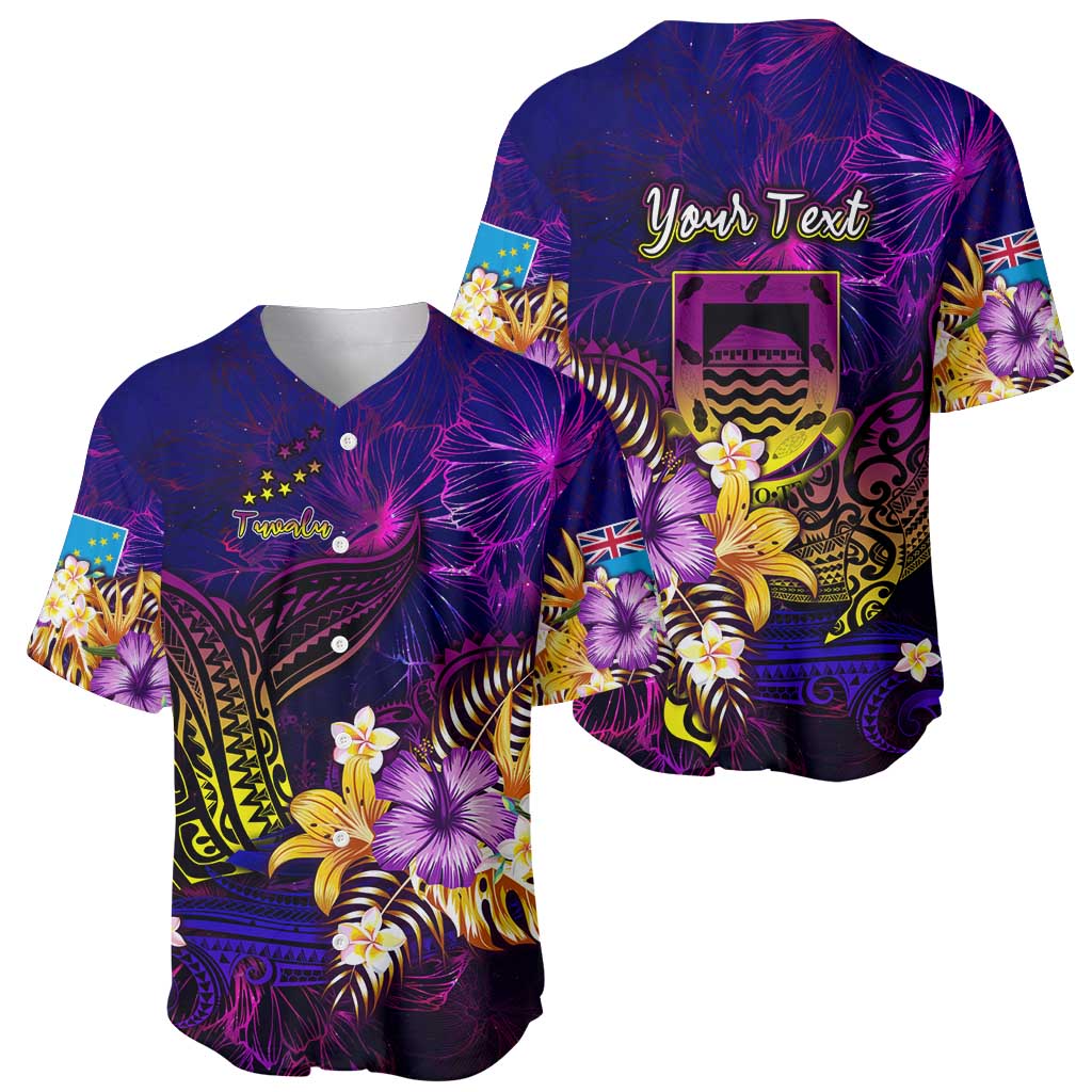 Tuvalu Baseball Jersey Whale Hibiscus Polynesian DT02 - Polynesian Pride