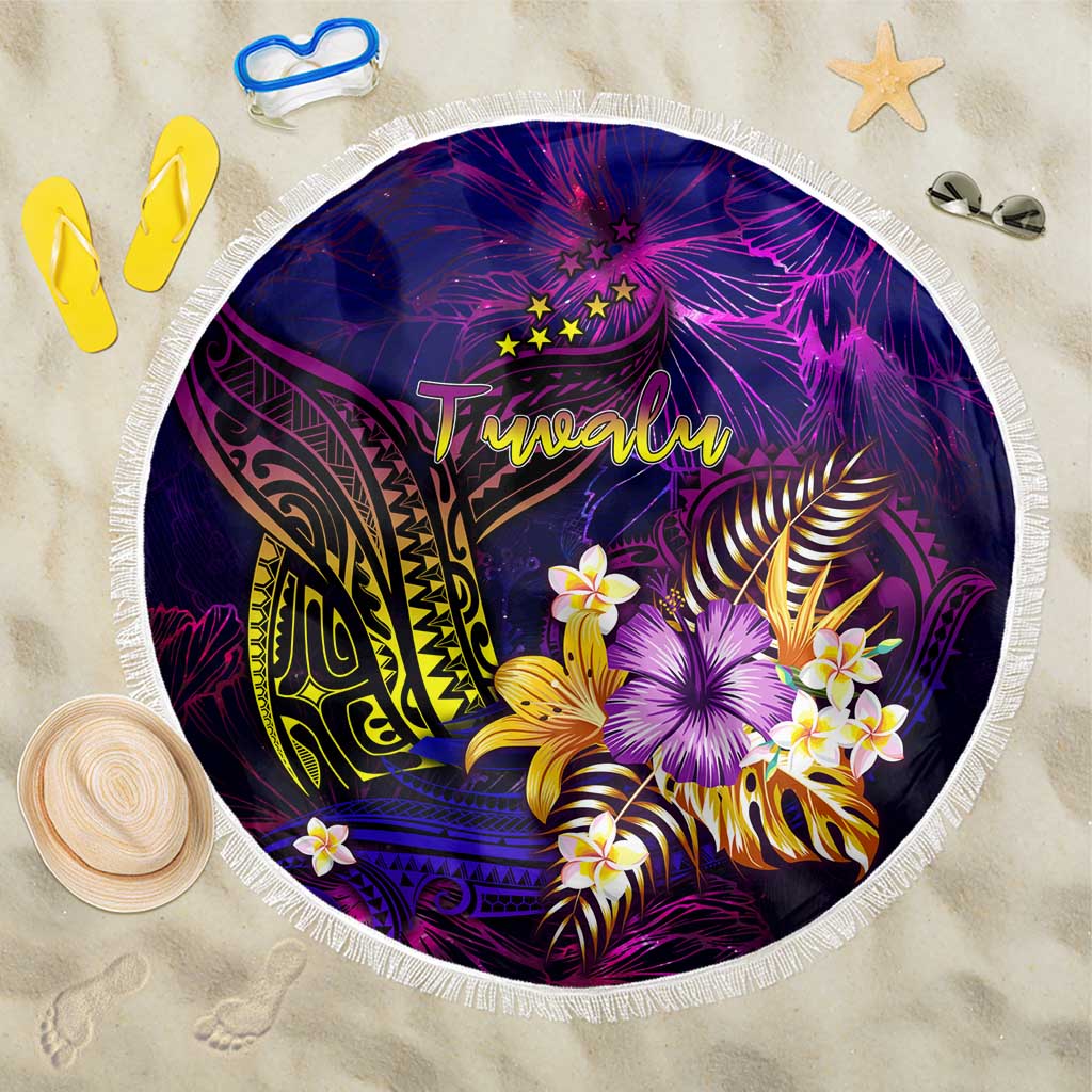 Tuvalu Beach Blanket Whale Hibiscus Polynesian DT02 One Size 150cm Purple - Polynesian Pride