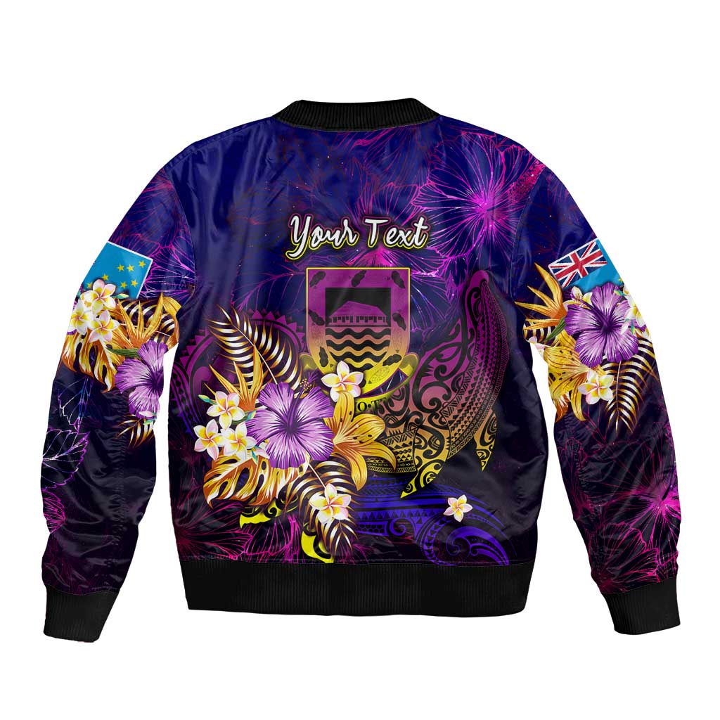 Tuvalu Bomber Jacket Whale Hibiscus Polynesian DT02 - Polynesian Pride