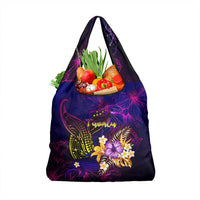 Tuvalu Grocery Bag Whale Hibiscus Polynesian DT02 1-pack One Size Purple - Polynesian Pride