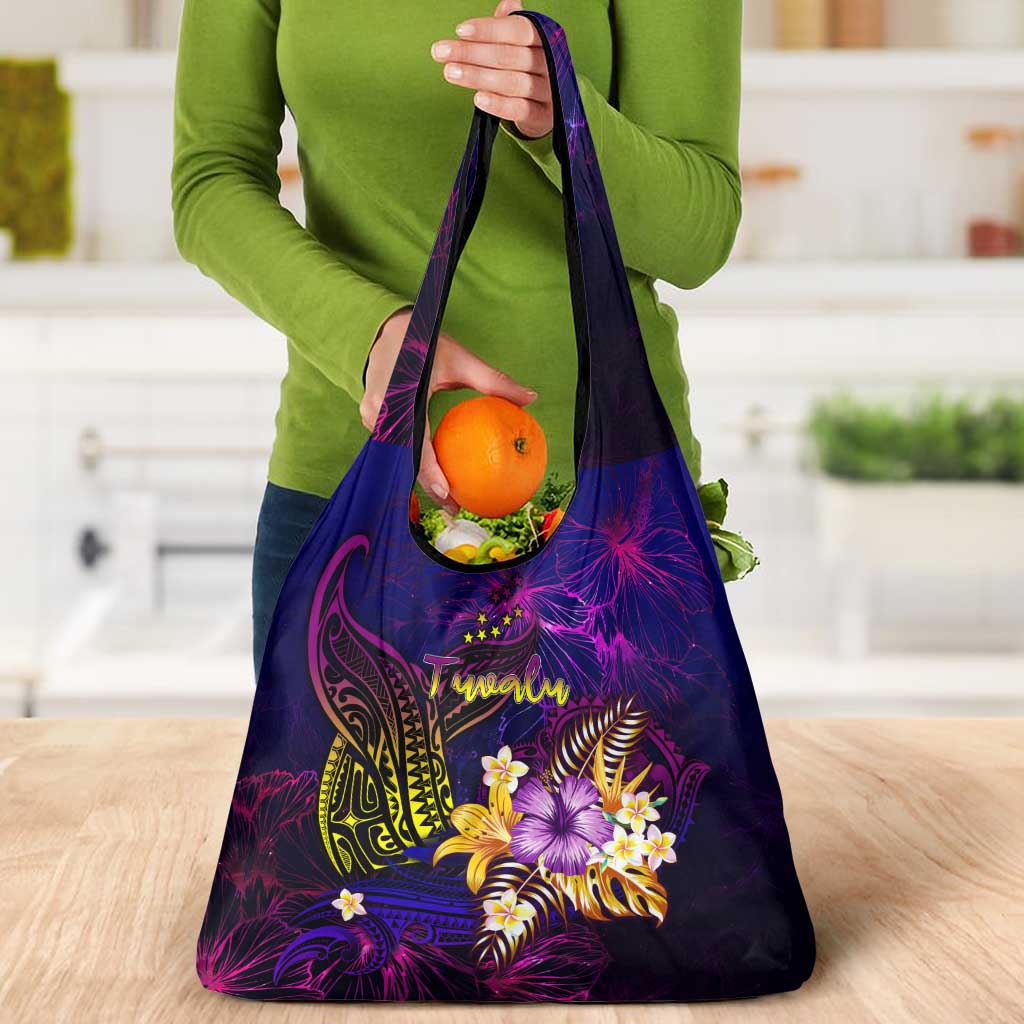 Tuvalu Grocery Bag Whale Hibiscus Polynesian DT02 - Polynesian Pride