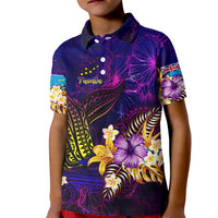 Tuvalu Kid Polo Shirt Whale Hibiscus Polynesian DT02 Kid Purple - Polynesian Pride