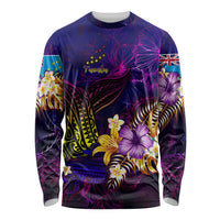 Tuvalu Long Sleeve Shirt Whale Hibiscus Polynesian DT02 Unisex Purple - Polynesian Pride