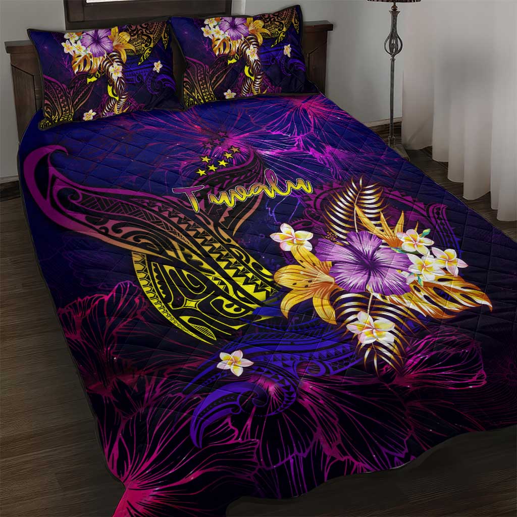 Tuvalu Quilt Bed Set Whale Hibiscus Polynesian DT02 Purple - Polynesian Pride