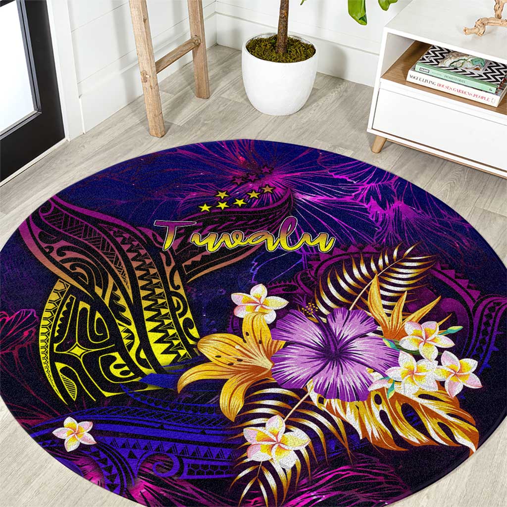 Tuvalu Round Carpet Whale Hibiscus Polynesian DT02 Purple - Polynesian Pride