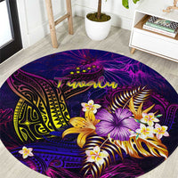 Tuvalu Round Carpet Whale Hibiscus Polynesian DT02 Purple - Polynesian Pride
