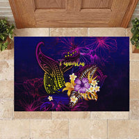 Tuvalu Rubber Doormat Whale Hibiscus Polynesian DT02 Purple - Polynesian Pride