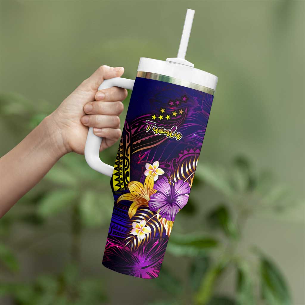 Tuvalu Tumbler With Handle Whale Hibiscus Polynesian DT02 - Polynesian Pride