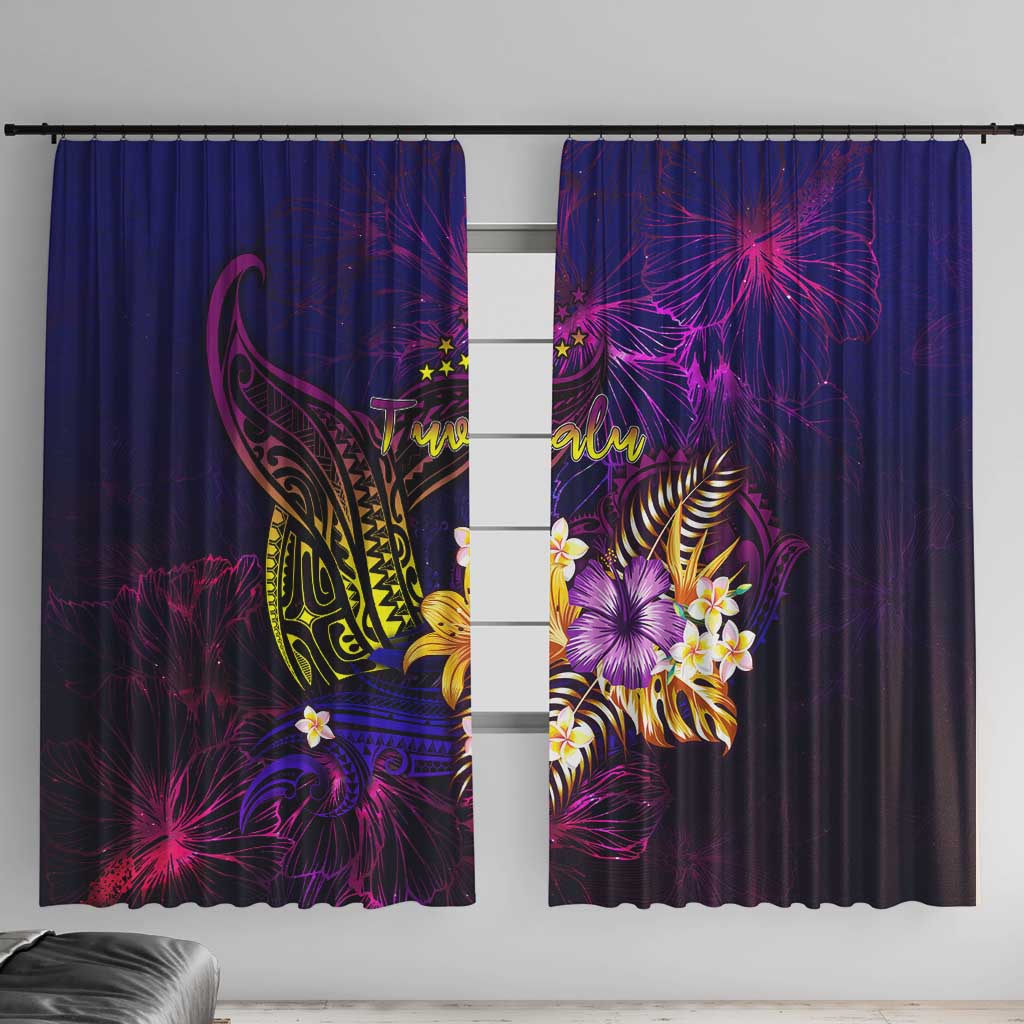 Tuvalu Window Curtain Whale Hibiscus Polynesian DT02 With Hooks Purple - Polynesian Pride