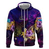 Tuvalu Zip Hoodie Whale Hibiscus Polynesian DT02 Zip Hoodie Purple - Polynesian Pride
