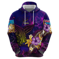 Tuvalu Zip Hoodie Whale Hibiscus Polynesian DT02 - Polynesian Pride