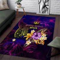Northern Mariana Islands Area Rug Whale Hibiscus Polynesian DT02 Purple - Polynesian Pride