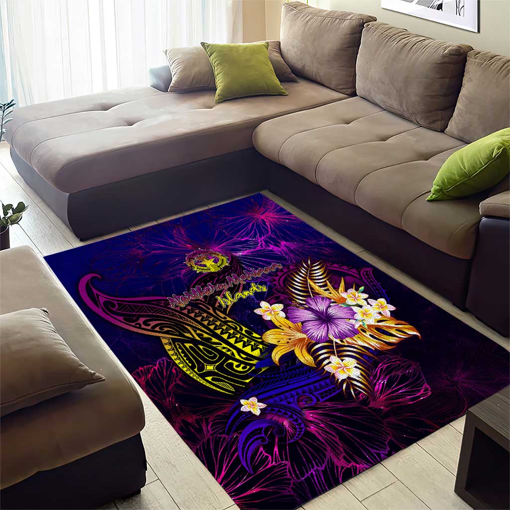 Northern Mariana Islands Area Rug Whale Hibiscus Polynesian DT02 - Polynesian Pride