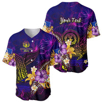 Northern Mariana Islands Baseball Jersey Whale Hibiscus Polynesian DT02 - Polynesian Pride