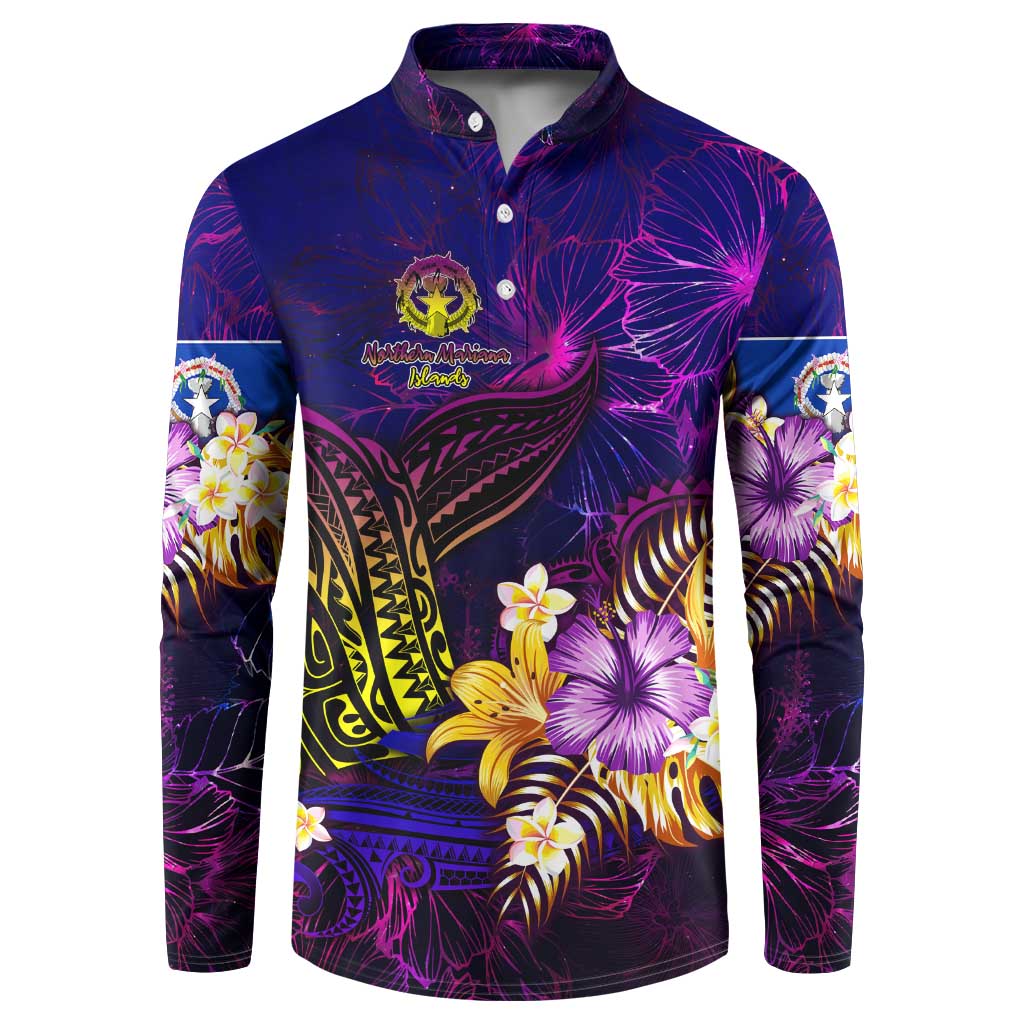 Northern Mariana Islands Button Sweatshirt Whale Hibiscus Polynesian DT02 Purple - Polynesian Pride
