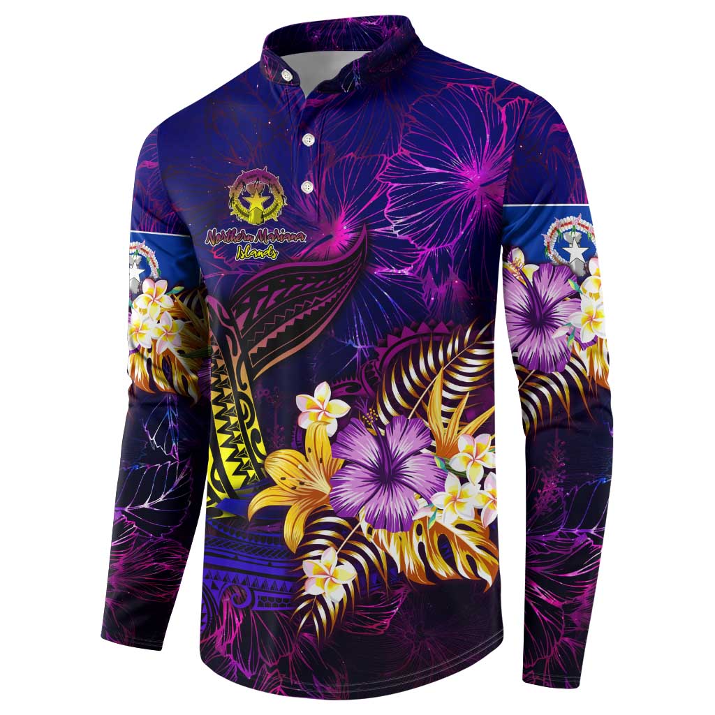 Northern Mariana Islands Button Sweatshirt Whale Hibiscus Polynesian DT02 - Polynesian Pride