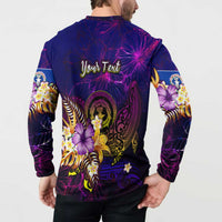 Northern Mariana Islands Button Sweatshirt Whale Hibiscus Polynesian DT02 - Polynesian Pride