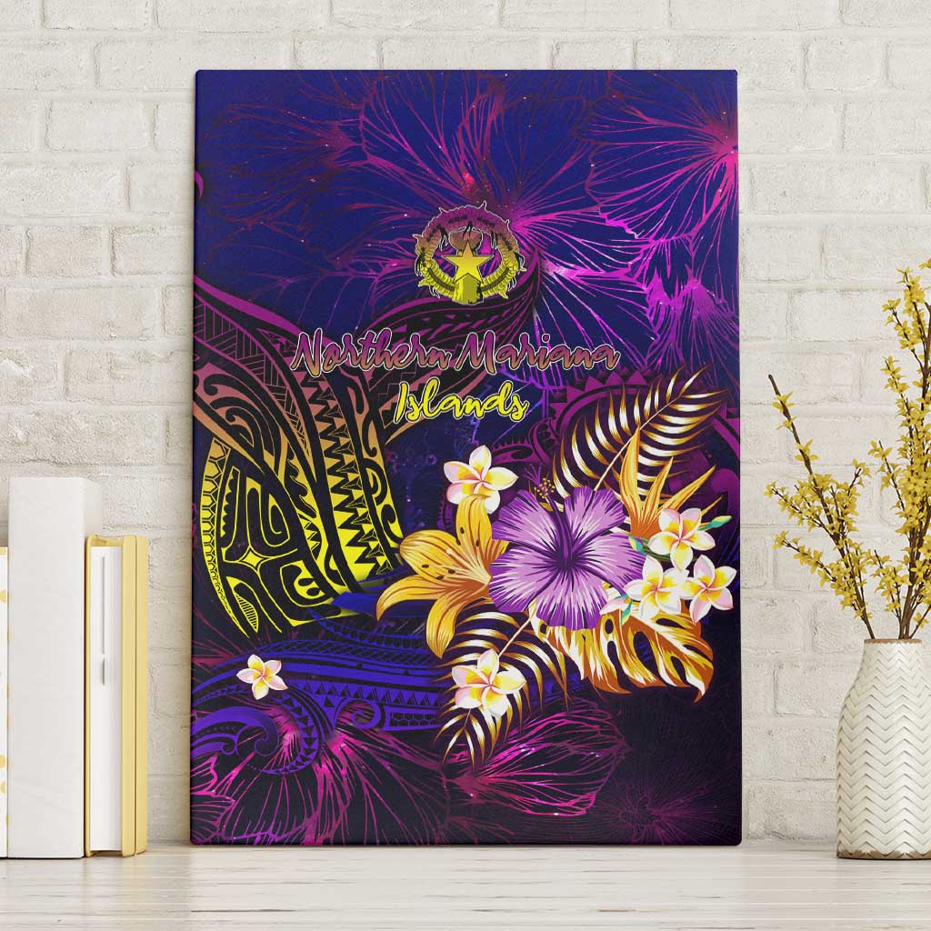 Northern Mariana Islands Canvas Wall Art Whale Hibiscus Polynesian DT02 Without Frame Purple - Polynesian Pride