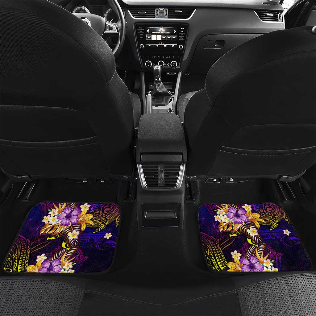 Northern Mariana Islands Car Mats Whale Hibiscus Polynesian DT02 Set 2pcs - Back Purple - Polynesian Pride