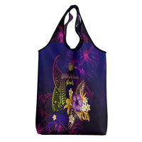 Northern Mariana Islands Grocery Bag Whale Hibiscus Polynesian DT02 - Polynesian Pride