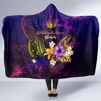 Northern Mariana Islands Hooded Blanket Whale Hibiscus Polynesian DT02 One Size Purple - Polynesian Pride