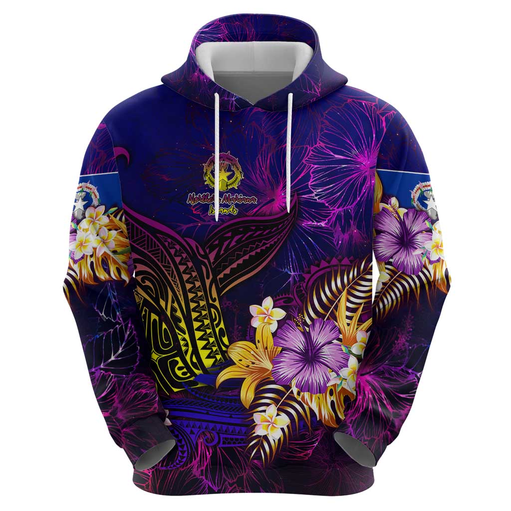 Northern Mariana Islands Hoodie Whale Hibiscus Polynesian DT02 - Polynesian Pride