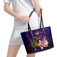 Northern Mariana Islands Leather Tote Bag Whale Hibiscus Polynesian DT02 - Polynesian Pride