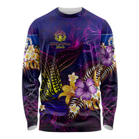 Northern Mariana Islands Long Sleeve Shirt Whale Hibiscus Polynesian DT02 Unisex Purple - Polynesian Pride