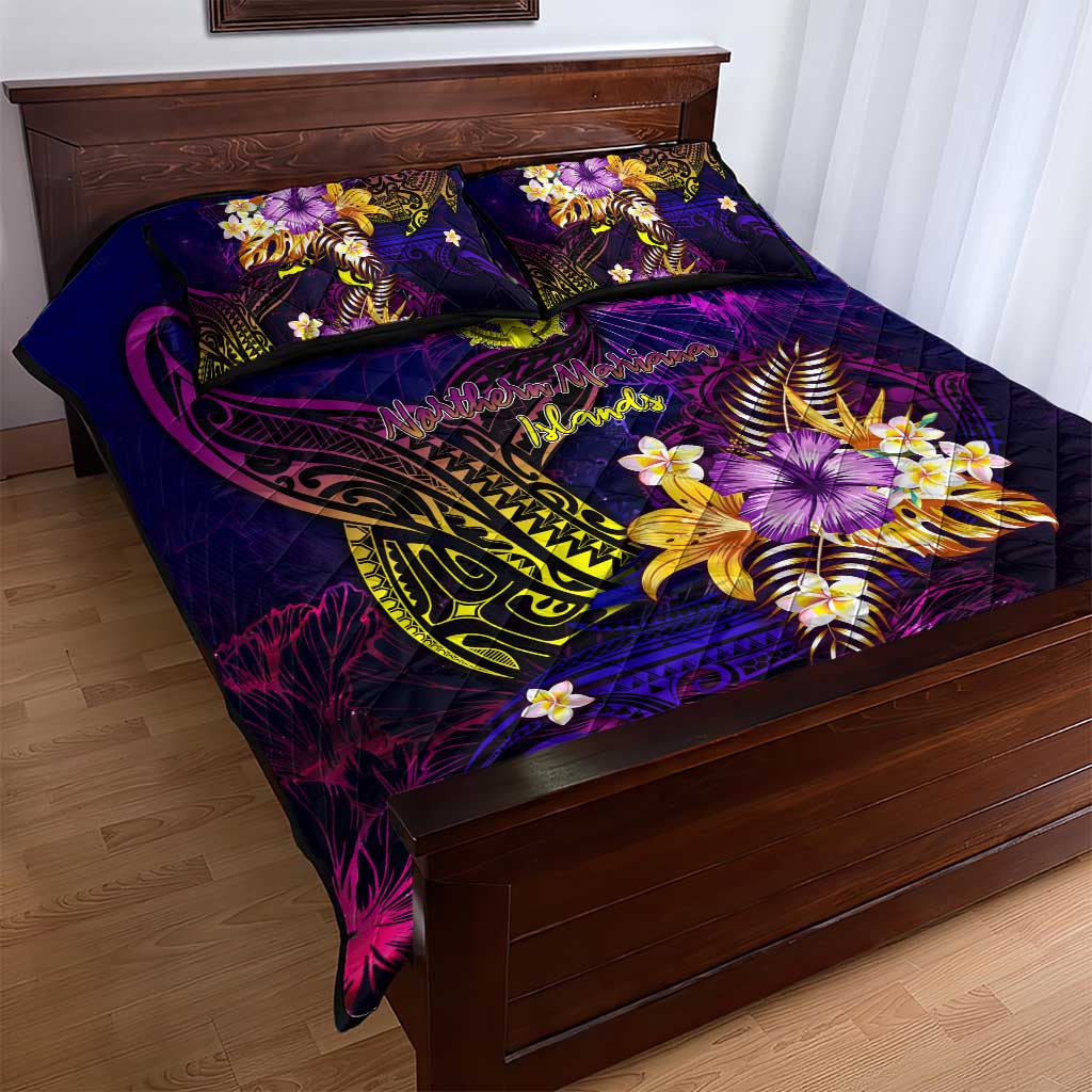 Northern Mariana Islands Quilt Bed Set Whale Hibiscus Polynesian DT02 - Polynesian Pride