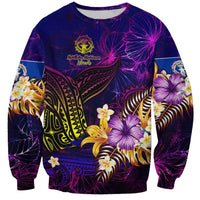 Northern Mariana Islands Sweatshirt Whale Hibiscus Polynesian DT02 Unisex Purple - Polynesian Pride