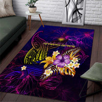 Marshall Islands Area Rug Whale Hibiscus Polynesian DT02 Purple - Polynesian Pride