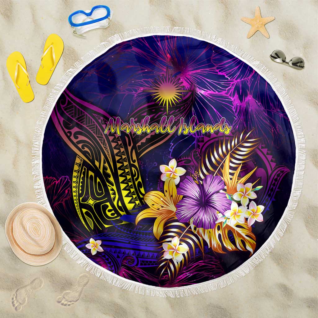 Marshall Islands Beach Blanket Whale Hibiscus Polynesian DT02 One Size 150cm Purple - Polynesian Pride