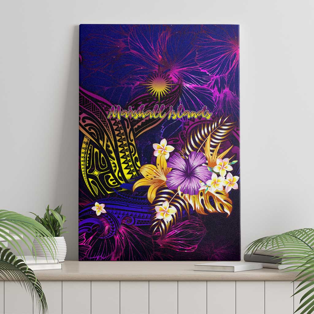 Marshall Islands Canvas Wall Art Whale Hibiscus Polynesian DT02 - Polynesian Pride