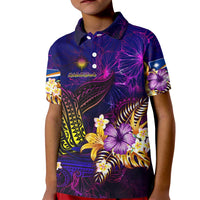 Marshall Islands Kid Polo Shirt Whale Hibiscus Polynesian DT02 Kid Purple - Polynesian Pride