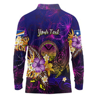 Marshall Islands Long Sleeve Polo Shirt Whale Hibiscus Polynesian DT02 - Polynesian Pride