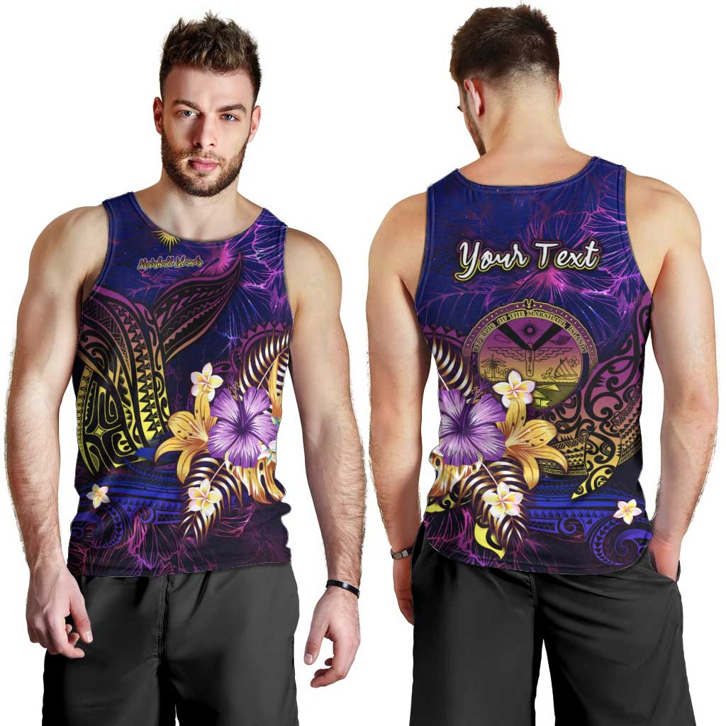 Marshall Islands Men Tank Top Whale Hibiscus Polynesian DT02 - Polynesian Pride