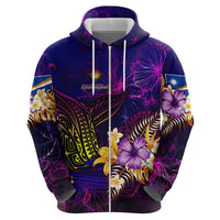 Marshall Islands Zip Hoodie Whale Hibiscus Polynesian DT02 - Polynesian Pride