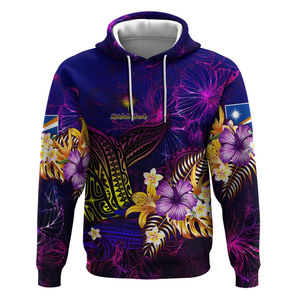 Marshall Islands Zip Hoodie Whale Hibiscus Polynesian DT02 Pullover Hoodie Purple - Polynesian Pride