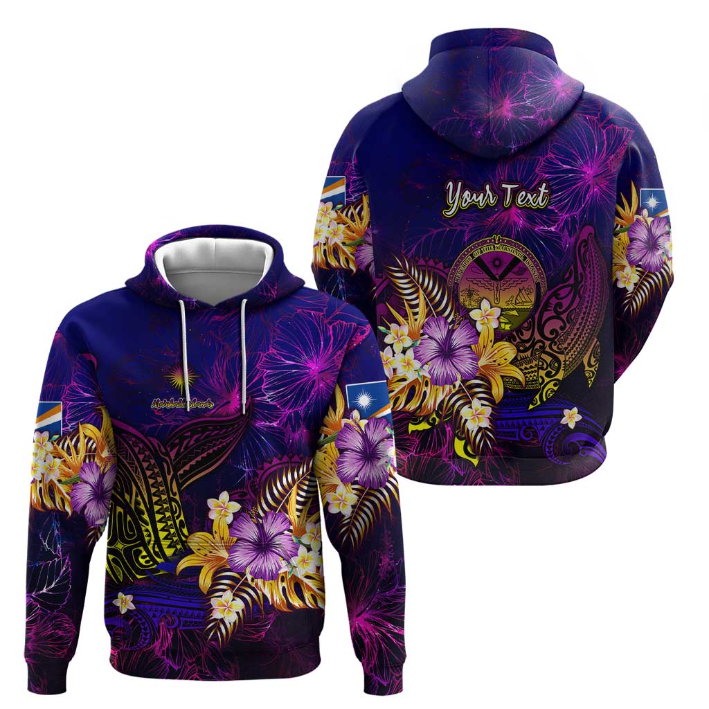 Marshall Islands Zip Hoodie Whale Hibiscus Polynesian DT02 - Polynesian Pride