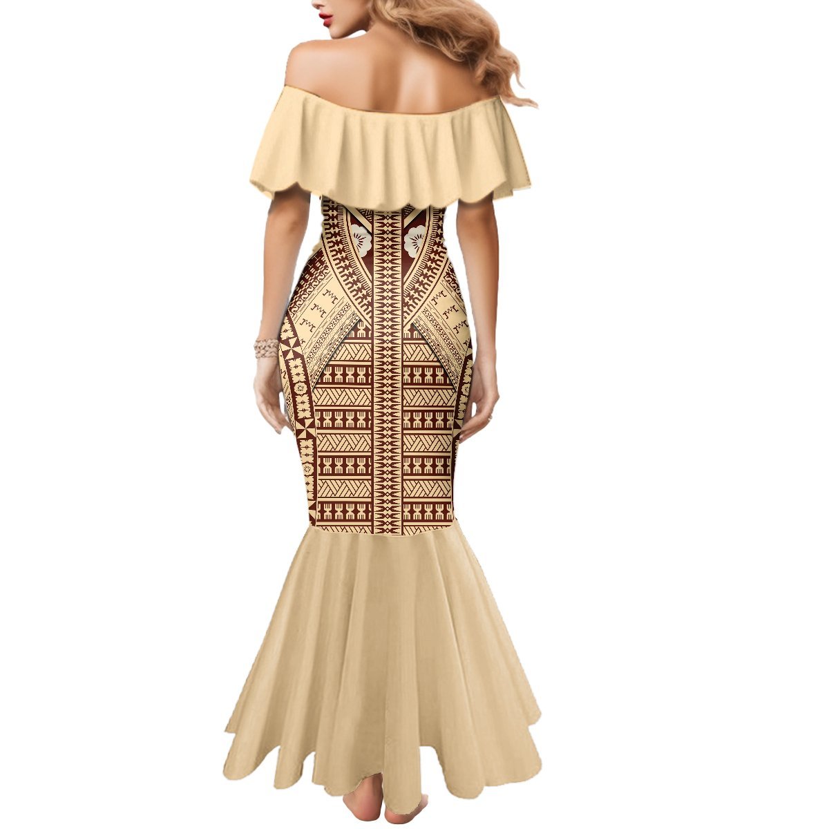Fiji Bula Mermaid Dress Tapa Pattern Design DT02 - Polynesian Pride