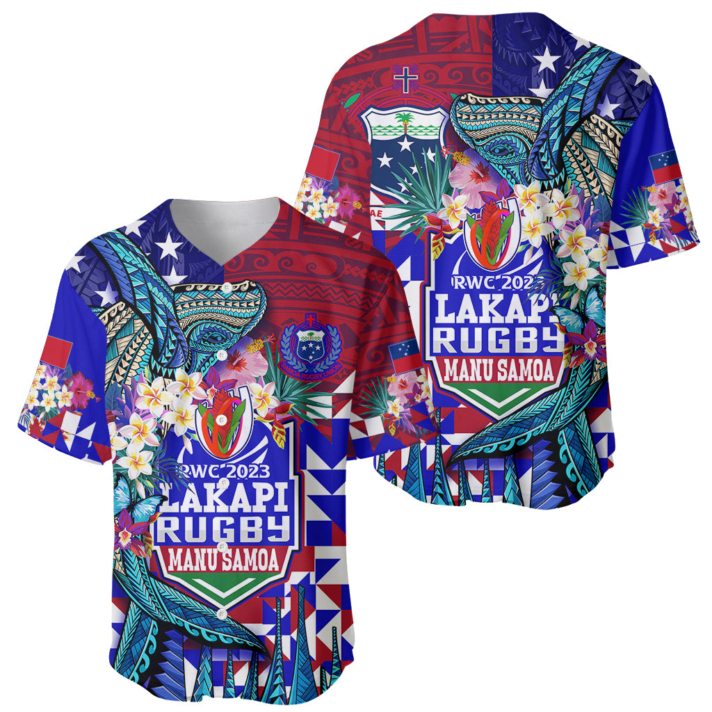 Manu Samoa Rugby 2023 Baseball Jersey Humpback Whale Hexagon Tribal Tropical Style DT02 - Polynesian Pride