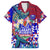 Manu Samoa Rugby 2023 Family Matching Puletasi Dress and Hawaiian Shirt Humpback Whale Hexagon Tribal Tropical Style DT02 Dad's Shirt - Short Sleeve Blue - Polynesian Pride