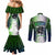 Personalised New Zealand Warriors Couples Matching Mermaid Dress and Long Sleeve Button Shirt Maori Silver Fern Green DT02 - Polynesian Pride